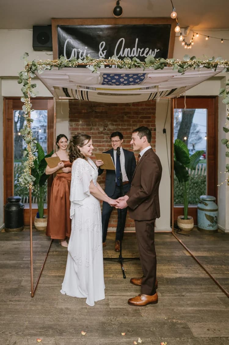 Copper canopy outdoor wedding