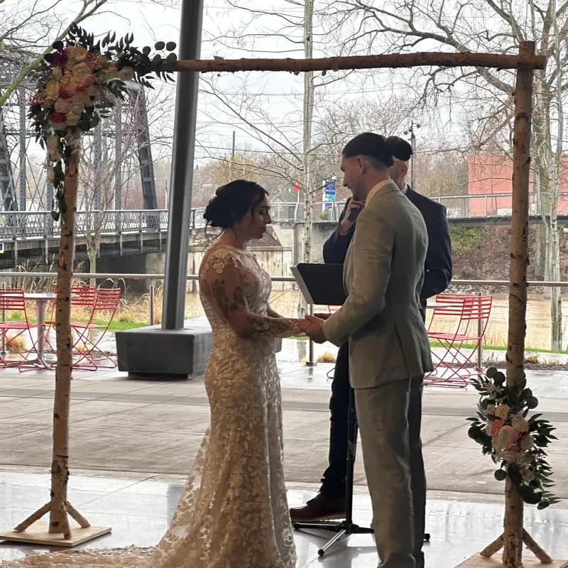 Simple birch wedding arch