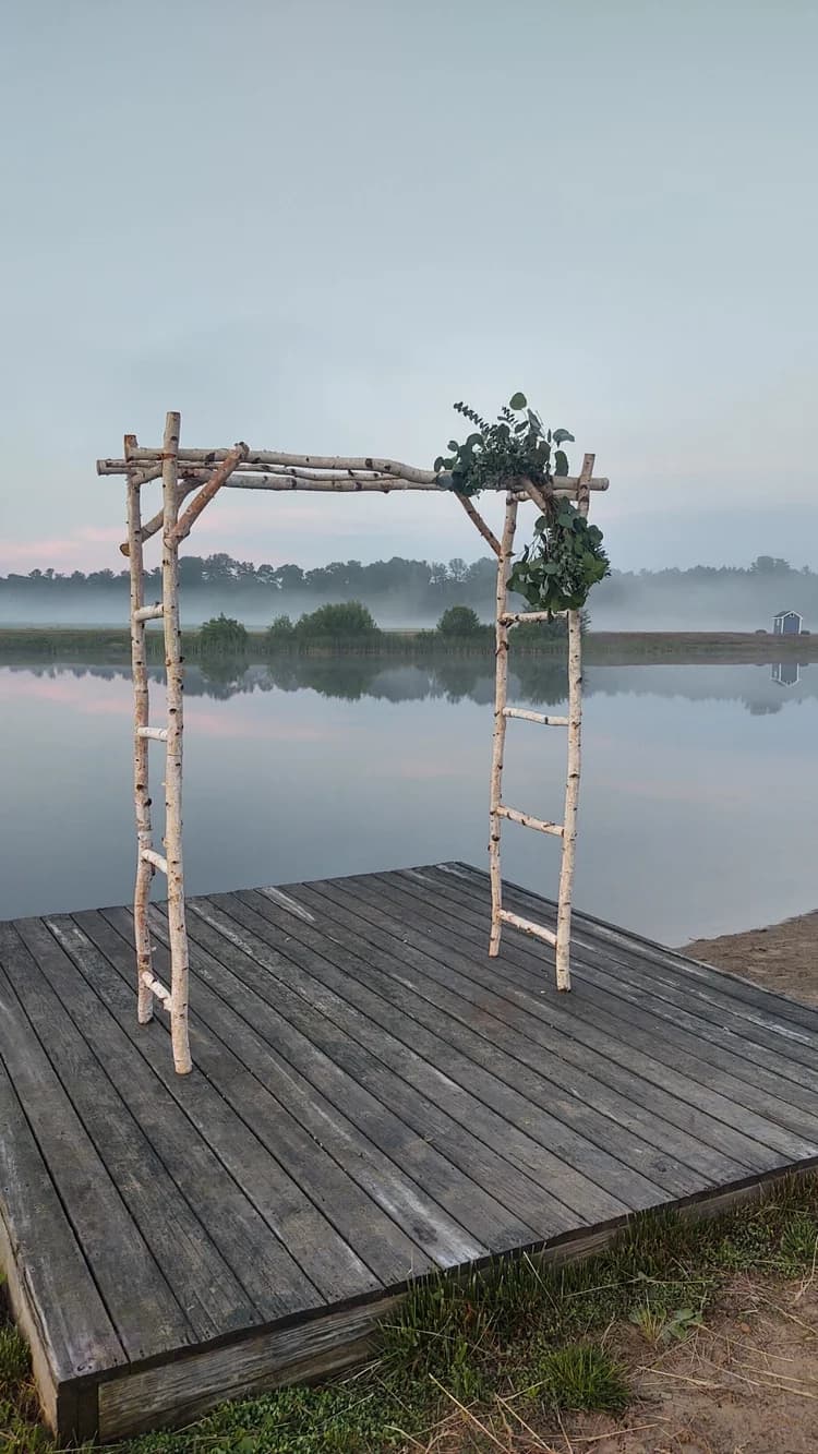 Classic birch wedding arch