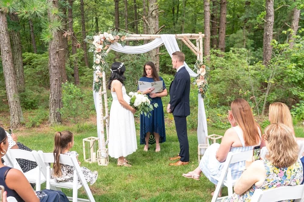 Classic birch arch outdoor wedding