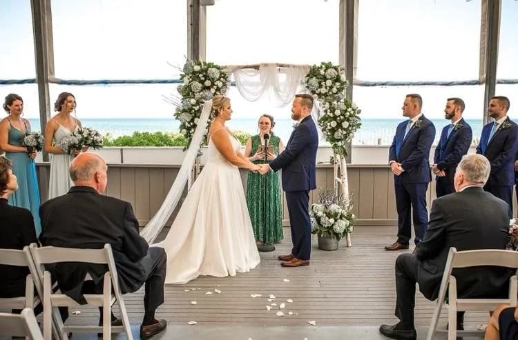 Classic birch arch at a ceremony